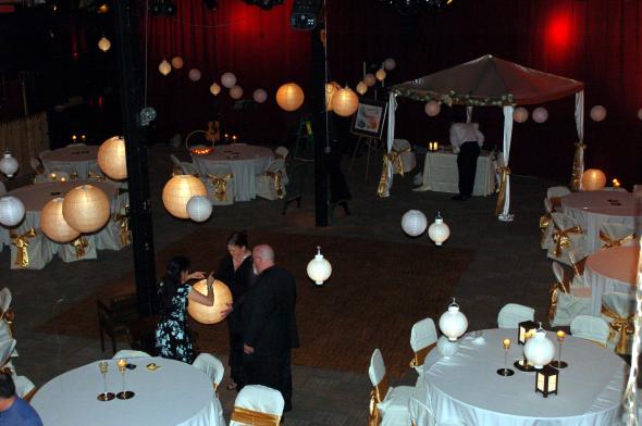 2dBride's paper lanterns with Westinghouse Stick N Click Lightbulbs